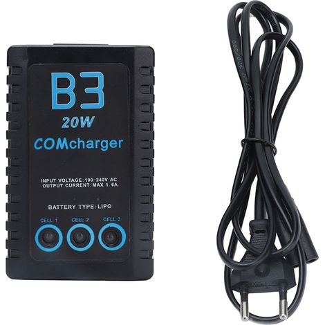 Chargeur d'équilibrage pour batteries lithium polymères 2/3S pour modèles réduits d'avions (7,4 V/11,1 V, 20 W, 1,6 A, prise B3EU, 100-240 V). (1/5)