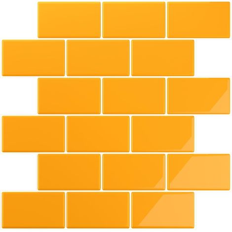 Carrelage Adhesif Mural Jaune Crédence Adhésive Cuisine 3D Carrelage Adhesif Mural Salle de Bain Imperméable Stickers Carrelage Cuisine Blanchisserie Amovible 30.5 cm × 30.5 cm 6 Pièces (1/5)