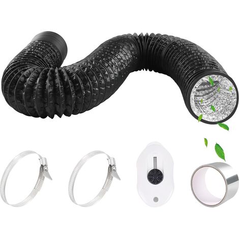 1 Tuyau D'évacuation D'air Flexible 80mm, Aluminium 2,5m, Ruban Et Colliers Pour Climatisation
