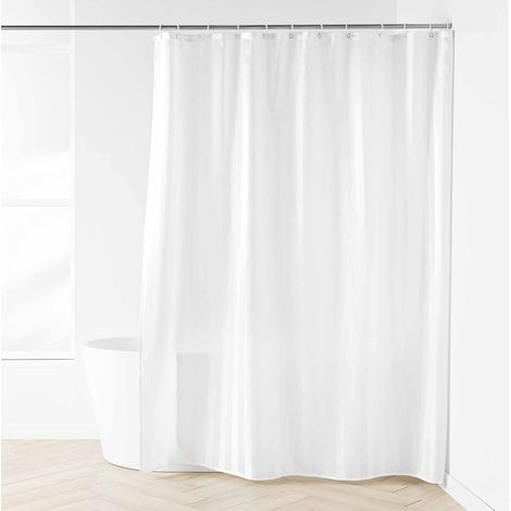 Rideau de Douche à Rayures "Satina" 180x200cm Blanc (1/3)