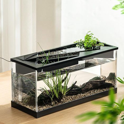 Aquarium, Acrylic, Silent Pump, Built-in Light, 38x14.5x18cm, Office/Living Room