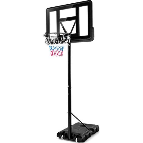 Canestro da basket per esterni altezza regolabile 130-305 cm robusto con base ricaricabile e 2 ruote HDPE nero 200020744
