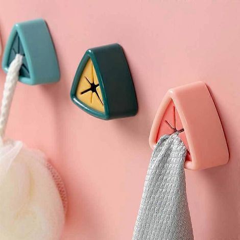 Lot de 3 porte-serviettes adhésifs muraux, crochets de rangement pour serviettes de salle de bain, imperméables, avec pinces pour torchons et essuie-mains. (1/5)