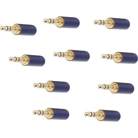 Lot de 10 adaptateurs jack audio 3,5 mm pour casque audio stéréo 2 canaux, plaqués or, pour réparation (1/5)