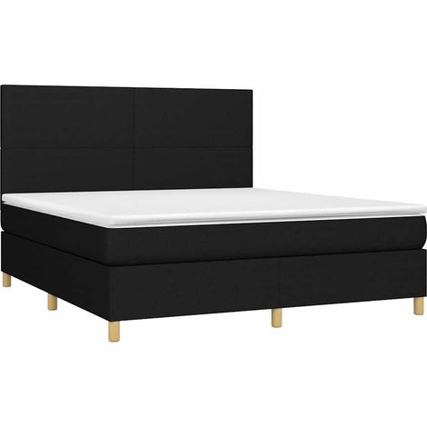 Box Spring Bed with Mattress&LED Black 160x200 cm Fabric vidaXL (1/4)
