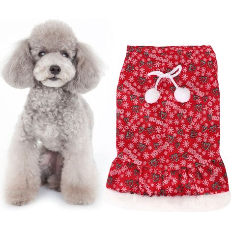 Robe Chien - Vêtement Hiver Noël Rouge Polyester Pour Petit Chien Et Chiot - Taille Unique (1/5)