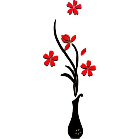 Autocollant Mural 3d Vase En Acrylique Décoration Salon Chambre Mur Tv Lisse - Lot De 1 (1/5)