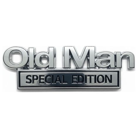 Das Symbol steht für das Old Man Edition-Autoemblem, ein universelles Autozubehör für alle Fahrzeuge, silber-schwarz (1/5)