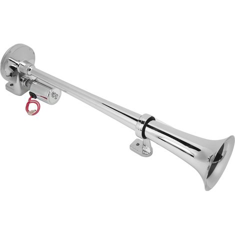 Trompe électrique 1 tube 450mm pour train, bateau, voiture - Alliage zinc chromé, 135db, 12V/24V, klaxon puissant (1/5)