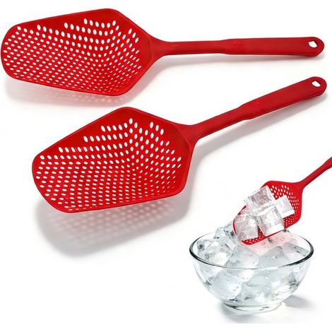 Cucchiai da filtro in PP 34,5 x 12,5 cm, 2 pezzi, resistenti al calore, cucchiaio da cucina in plastica, cucchiaio da filtro, cucchiaio scolapasta, schiumarola per raccogliere ingredienti da (1/5)