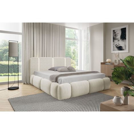Polsterbett Schlafzimmerbett SPRINGS 120x200cm in Stoff Lambi Creme
