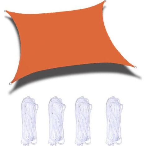 Voile d'ombrage, protection contre la pluie, protection UV, bandeau anti-UV, économie d'énergie, bâche élégante pour jardin d'été (Orange, 2 × 5 m) (1/5)