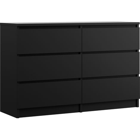 Cassettiera : 6 cassetti, Nero Opaco, 120 x 79 x 39 cm (1/5)