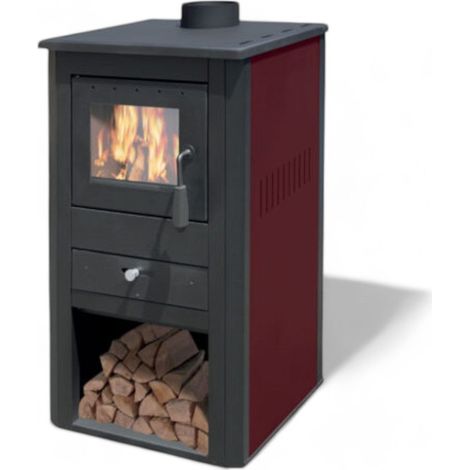 Stufa a legna 10,7 Kw in acciaio 50x41xH86 cm bordeaux (1/2)