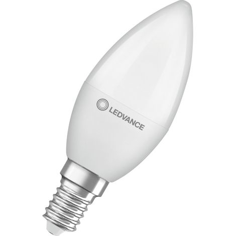 „Klassische“ E14-LED-Kerzenlampe (4,9 W, 6500 K, 470 lm), IP20, Ø3,7 x 9,6 cm, weiße Farbe (1/4)