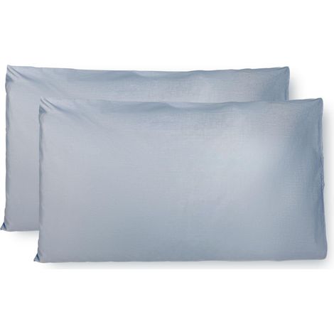 Taie Oreiller 100% Coton 40x70 CM Lot De 2, Taie d'oreiller Rectangulaire 100% Coton avec Fermeture - Bleu Clair (1/5)
