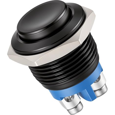Bouton Poussoir Momentané 12V Étanche Noir 16mm Métal, IP20 Antirouille Interrupteur Poussoir 1A/220V Avec Raccord à Vis, Pour Bricolage, Voiture, Bateau, Systèmes Industriels et Électroniques (1/5)