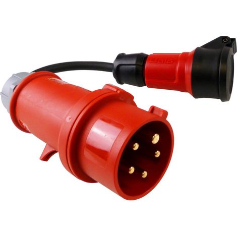 Cavo adattatore di alimentazione da spina 16A/5P a presa 230V, lunghezza 30 cm.