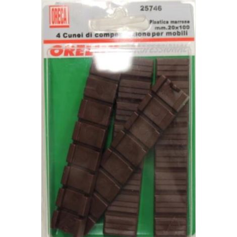ORECA - 4 CUNEI PER LIVELLAMENTO MOBILI,PLASTICA MARRONE 20X100MM