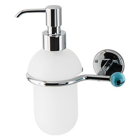 Dosatore di sapone liquido da bagno linea elite in ottone cromato e finali in vetro colorato - accessori bagno, colore finali vetro rosa trasparente (1/2)