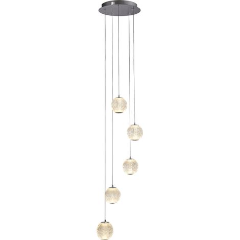 Searchlight Allure Lampadario a goccia multiluce a 5 luci, cromato, acrilico trasparente (1/5)