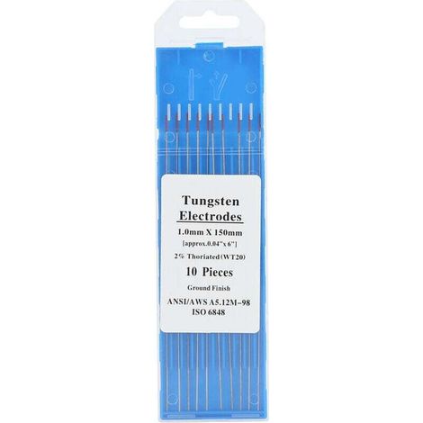 Tige en tungstène thorié, aiguille en tungstène à tête rouge WT20 (1.0mm x 150mm), 10 pièces