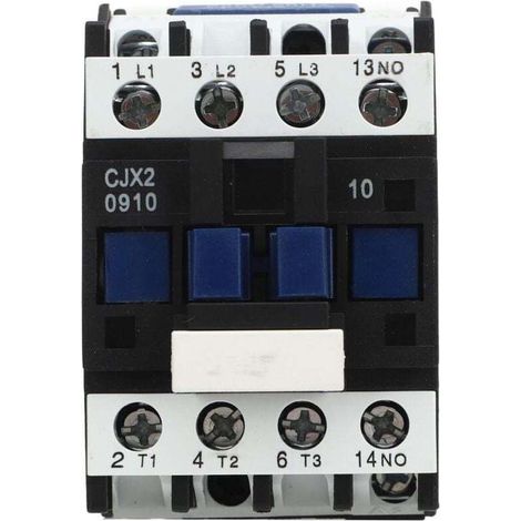 Contacteur de puissance électrique CJX2 0910, Contact argenté triphasé avec base de montage sur Rail Din pour moteur AC 9A (1/4)