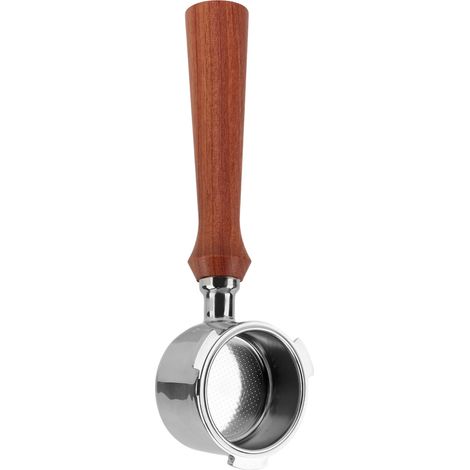 Porte-filtre sans fond 51mm 3 oreilles pour machine à café Delonghi, filtre nu monocouche, bois de rose (1/5)