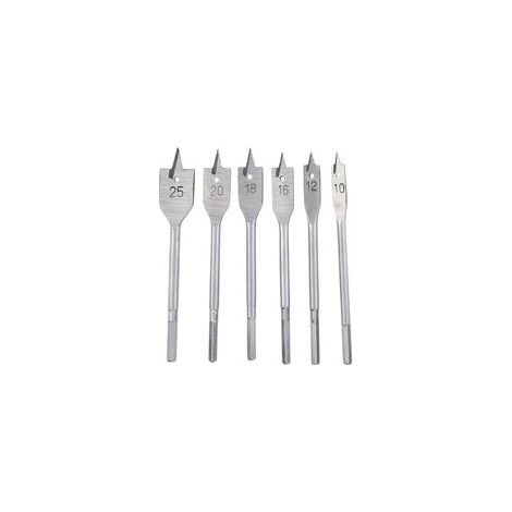 Lot de 6 forêts tête à bêche , 10 mm à 25 mm, Foret plat plaqué titane, poignée hexagonale, ensemble d'ouvre trous pour le travail du bois, foret plat, perforateur à bois