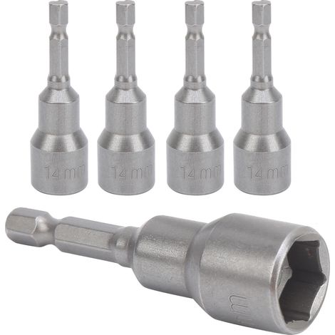 Set mit 5 14-mm-Steckschlüsseleinsätzen, Chrom-Vanadium-Stahl, starker Magnet für Elektroschrauber (1/5)