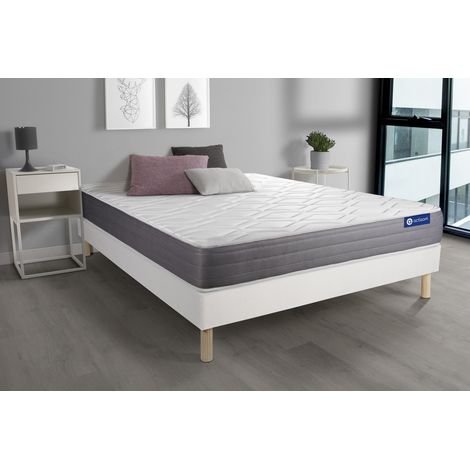 Ensemble matelas ACTIMEMO DREAM mémoire de forme 140x190 cm 5zones de confort + sommier KIT blanc (1/5)