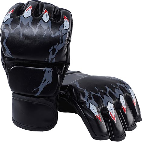 1 paire de gants de boxe demi-doigts, gants de kickboxing, gants de sparring pour hommes, femmes et adultes (1/5)