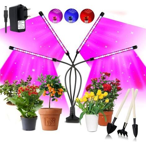 Lampe pour Plantes, Lampe de Croissance pour Plantes 80 LED avec minuterie Auto - on/Off 3H/9H/12H, 5 luminosité Lampe de Plante pour semis, Croissance, Floraison et Fruits (1/5)