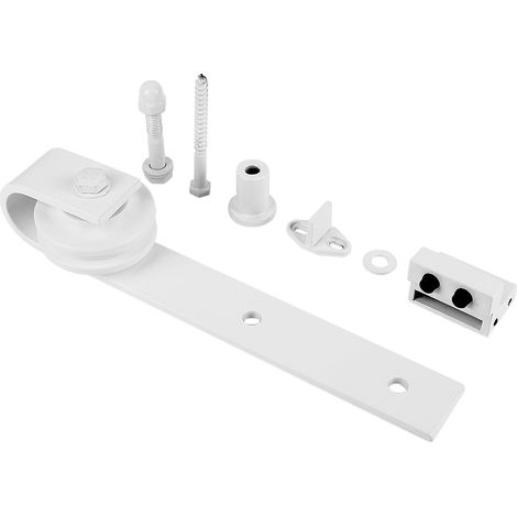 Rail de suspension de porte de grange de 200 CM Quincaillerie Kit de Rail pour Porte Coulissante,Système de Porte avec Roulettes et Rail-Blanc (1/5)