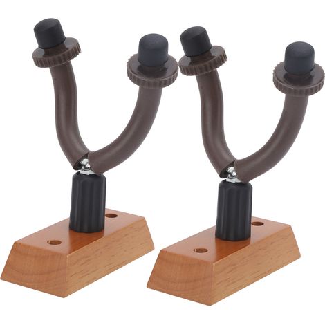 Lot de 2 crochets muraux pour guitare en bois massif, supports de fixation pour ukulélé, basse et violon, étagère stable. (1/5)