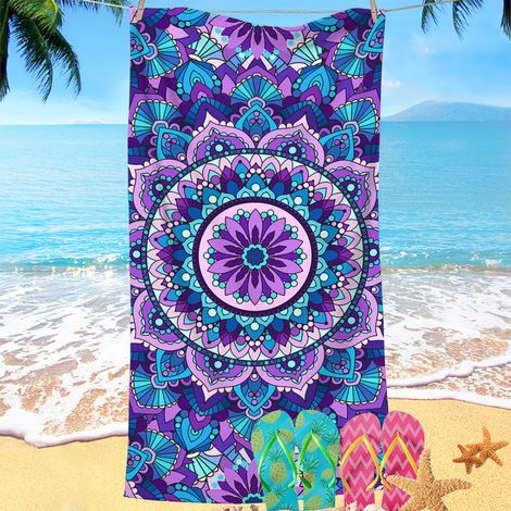 Filiyano-Serviette de plage en microfibre, XXL (180 x 90 cm), serviette de bain, anti-sable et à séchage rapide, couverture de plage absorbante (1/5)