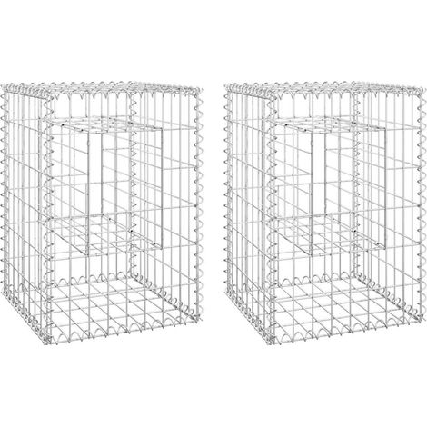 Gabion Basket Posts 2 pcs 40x40x60 cm Iron vidaXL
