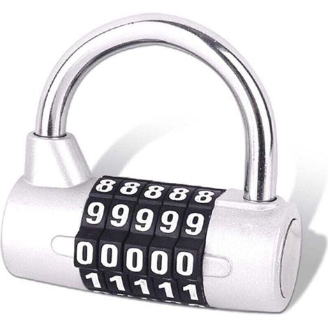 Serrure à Combinaison à 5 Chiffres, Cadenas de Gymnase, Serrure à Combinaison Remplaçable, Adaptée aux Casiers d'École, Boîtes à Outils, Clôtures, Argent (1 Pièce) (1/4)