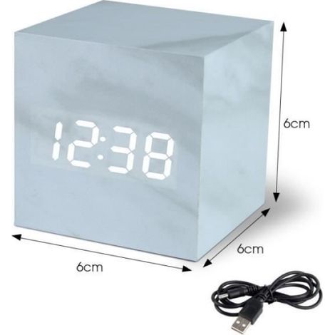 Horloge,Réveil à motifs de marbre, LED, créatif, avec commande vocale, horloge électronique numérique, affichage de la - Type 9 (1/3)