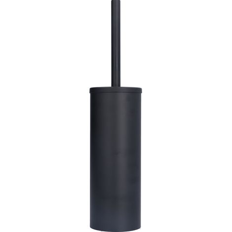 Brosse de toilette avec support, en acier inoxydable, à long manche, brosse souple, ensemble de brosses de nettoyage pour toilettes, noire (1/5)