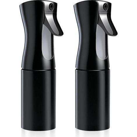 Lot de 2 vaporisateurs d'eau de 200 ml, avec brume fine continue, pour plantes, nettoyage, alcool, etc(noirs) (1/5)