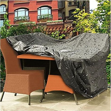 Wasserdichte Schutzhülle für Gartenmöbel, wind-, sonnen- und staubdicht, aus 210D Oxford-Gewebe, für Rattan-Tisch, -Stühle und -Sofa, L 200 x B 160 x H 70 cm (1/4)