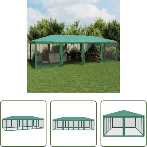 Gartenzelt - Partyzelt mit 12 Mesh-Seitenteilen Grün 8x4 m HDPE (1/5)