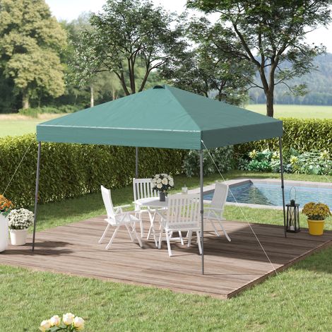 Gazebo pieghevole Outsunny 3x3 m, tenda da giardino con borsa per il trasporto, ruote, struttura in acciaio impermeabile, gazebo da esterno per feste, campeggio, verde