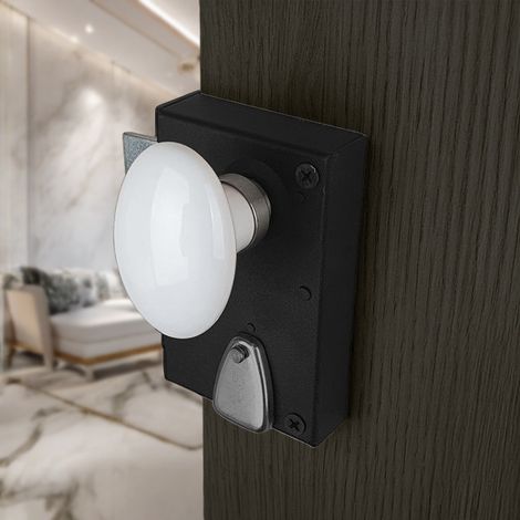 Ouvre&Déco – Lot de 2 boutons de porte intérieure en porcelaine blanche – Base nickel mat – Carré 6 et 7mm – Prise en main confortable – Modèle OLIVE (1/5)