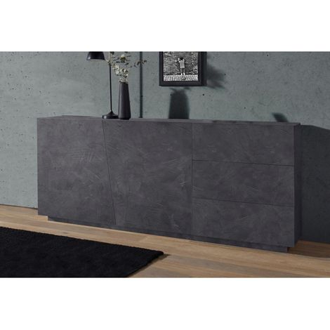 Credenza Mobile con 3 Cassetti e 2 Ante Madia Ardesia da Ingresso 180 cm (1/4)