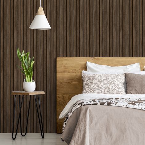 Papier peint intissé Lattes de bois 1005 x 52cm Marron (1/5)