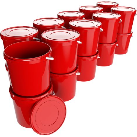 Eimer mit Deckel 10 Liter in Rot - 20 Stück