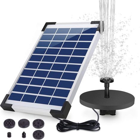 Fontaine Solaire 6,5 W Batterie 1500 mAh Pompe Solaire Bassin Améliorée pour Fontaine Solaire Flottante avec 6 Styles de Fontaines pour Les Jardins, Bains d'oiseaux, Étangs (1/5)