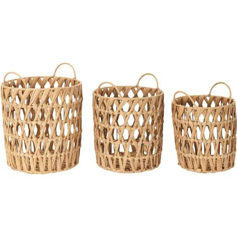 Lot de 3 Paniers de Rangement "Ajouré" 40cm Naturel (1/4)